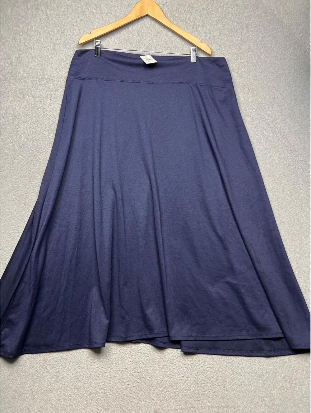 Ashley Stewart A-Line Pull On Midi Skirt  Womens Plus Size 22/24 Navy Comfort